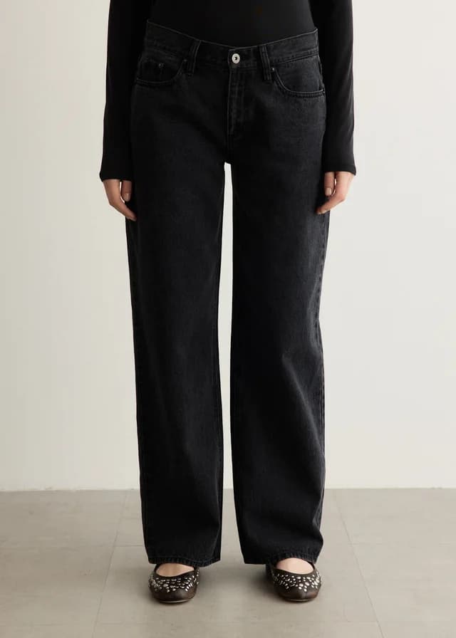 Incu Collection Low Rise Straight Jeans in WASHED BLACK, image 1 of 1 from Incu