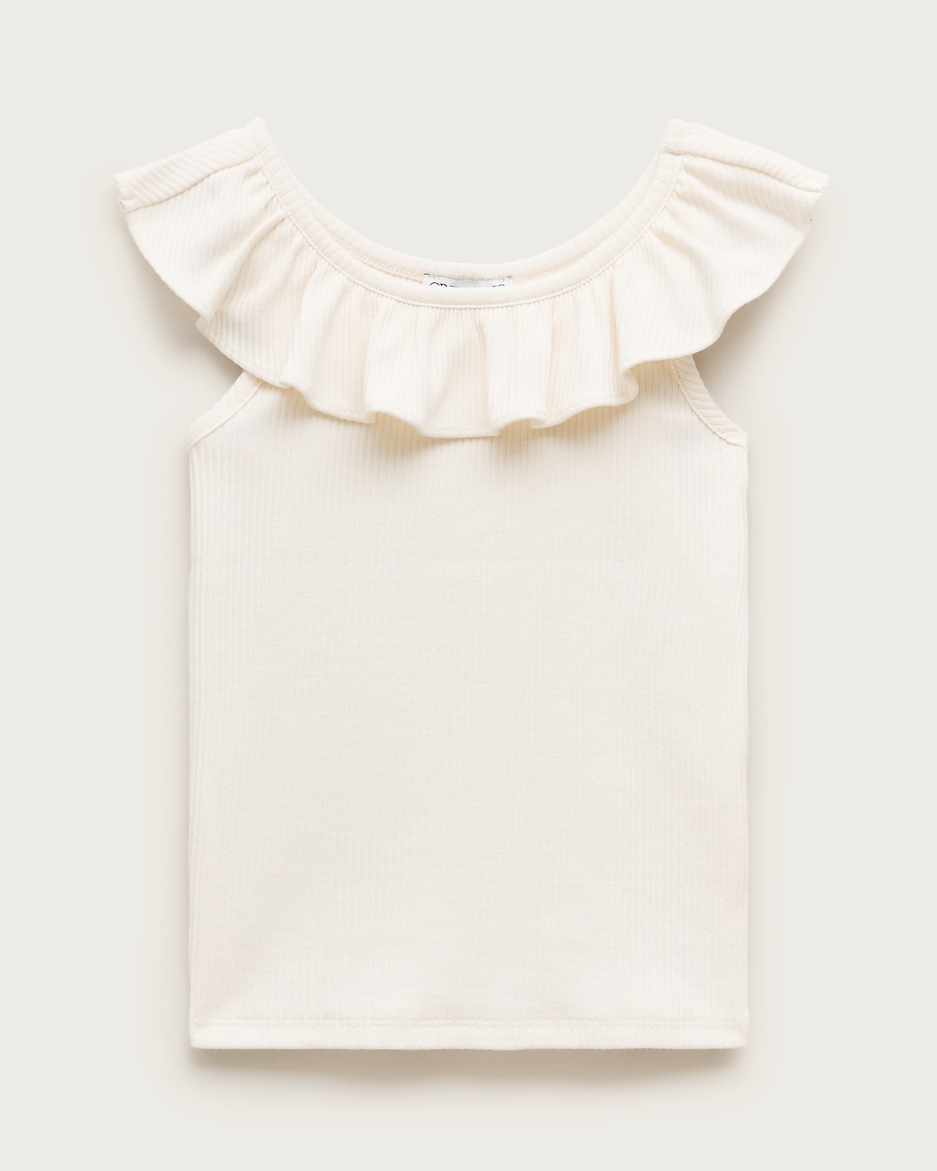 Girls' ruffle-shoulder tank top in vintage rib in IVORY, image 1 of 1 from J.Crew (US)