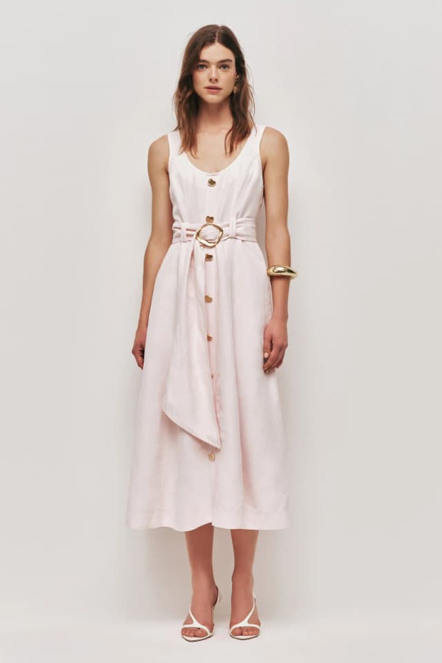 AJE Leonie Midi Dress in PASTEL PINK, image 1 of 1 from Aje