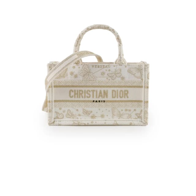 Dior Mini Book Tote White/Gold in White Canvas from The Purse Affair, photo 1 of 1
