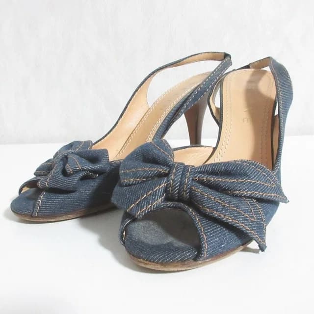Celine Denim Ribbon Back Strap Sandals Indigo 37.5 in Denim from The Reluxe, photo 1 of 1