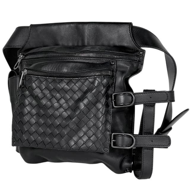 Bottega Veneta Intrecciato Waist Bag Pouch Leather Black in Black Woven leather from The Reluxe, photo 1 of 1