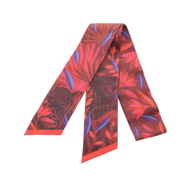 Cartier Scarf Bandeau Panther Ribbon Red Silk in Red Silk from The Reluxe, photo 1 of 1