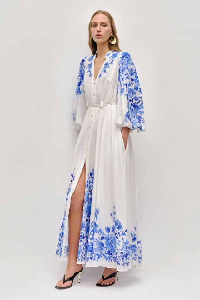AJE Layla Maxi Dress in ROSE INK BLUE, image 1 of 1 from Aje