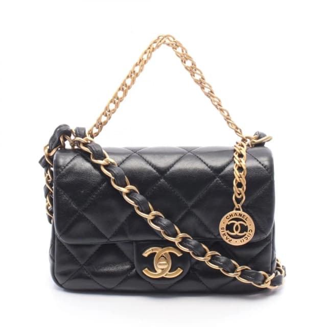 Chanel Shoulder Bag Quilted Small Flap Black Leather Chain in Black Leather from The Reluxe, photo 1 of 1