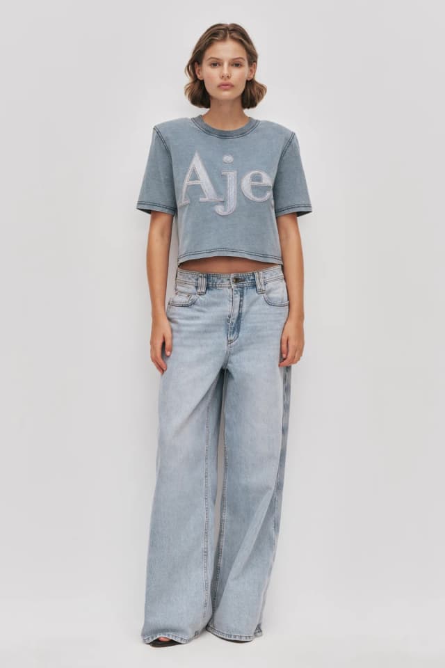 AJE Oceane Crop Tee in 90'S WASH, image 1 of 1 from Aje