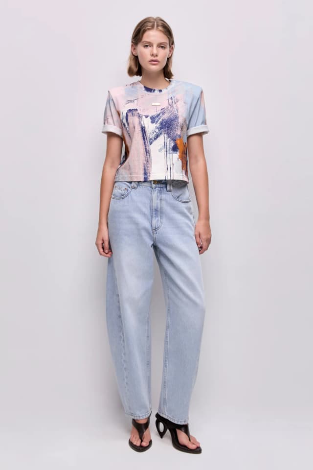 AJE Lettera Printed Tee in BRUSH STROKE, image 1 of 1 from Aje