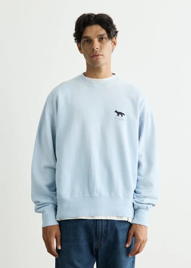Maison Kitsune x Kuro Sunfaded Fox Sweatshirt in LIGHT BLUE, image 1 of 1 from Incu