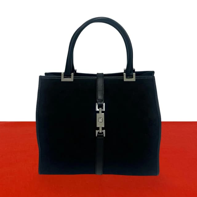 Gucci Jackie Logo GG Pattern Canvas Leather Handbag Mini Tote Black in Black Canvas from The Reluxe, photo 1 of 1