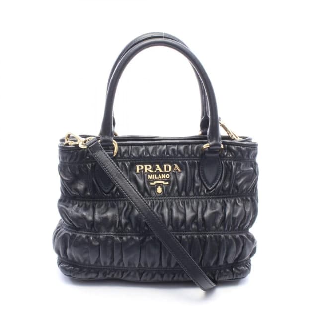 Prada Handbag Black Leather Gathered 2-Way Tote in Black Leather from The Reluxe, photo 1 of 1