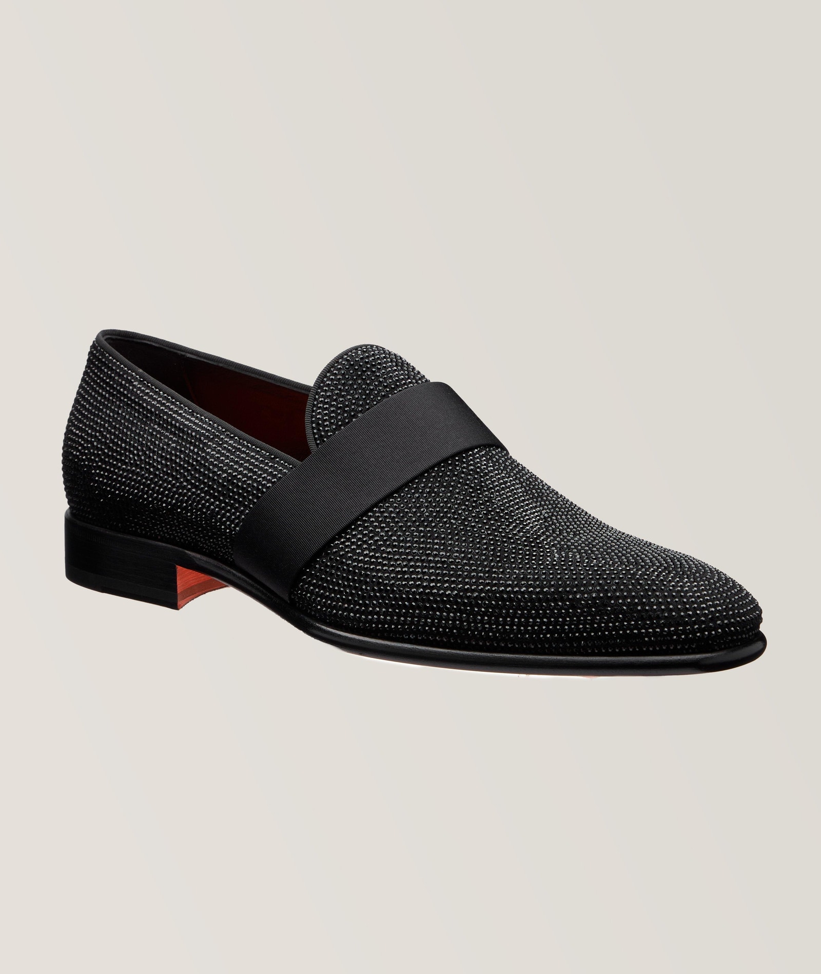 Santoni Isomer Swarovski Crystal-Embellished Loafers in Black Technical, image 1 of 1 from Harry Rosen