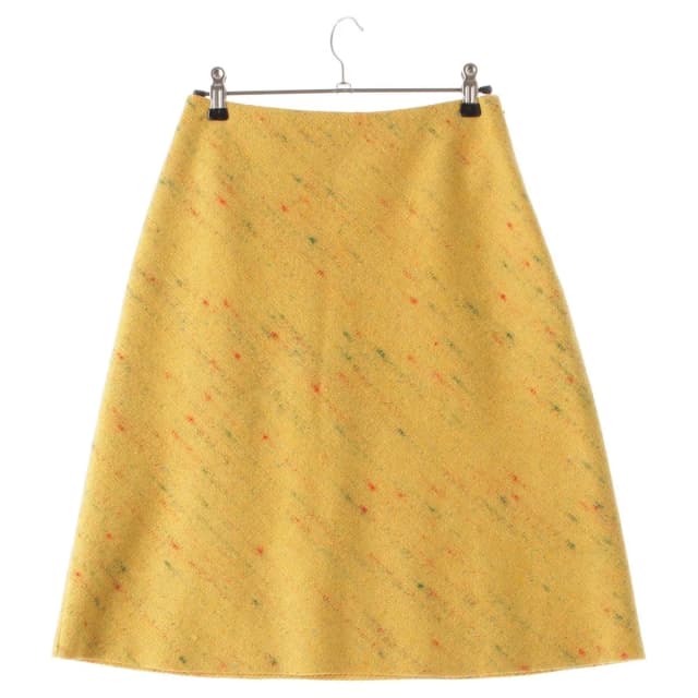 Miu Miu Bias Design Melton Back Logo Midi Skirt Yellow Multicolor 38 in Yellow Wool from The Reluxe, photo 1 of 1