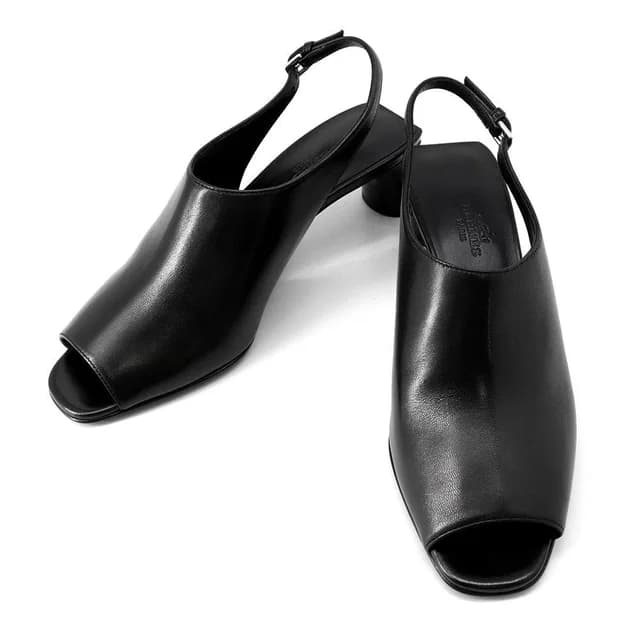 Hermès Sandals Marly 45 Nappa Leather Heels Shoes Black 37 in Black Nappa leather from The Reluxe, photo 1 of 1