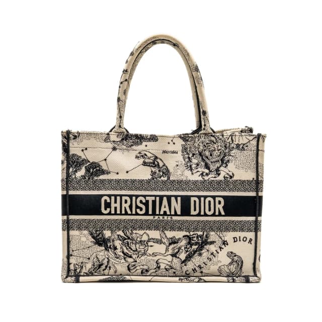 Dior medium book tote toile de jouy embroidery canvas White / Black in Black Canvas from EMIER, photo 1 of 1