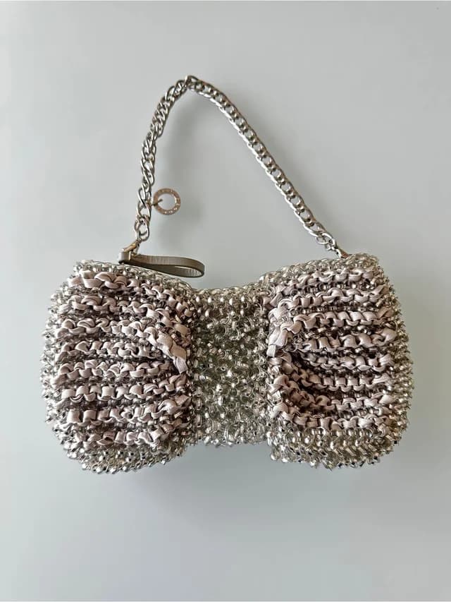 Anteprima Wire Silver Bow Mini Chain Bag in silver|gray Woven leather from Poshmark, photo 1 of 1
