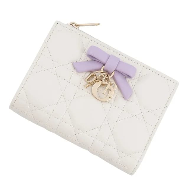 Bifold Wallet Lady Dior Dahlia Cannage Lambskin White in White Lambskin from The Reluxe, photo 1 of 1