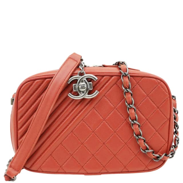 Chanel Coco Boy Small Quilted Lambskin Camera Case Crossbody Bag Red in Red Lambskin from Dallas Designer Handbags, photo 1 of 1