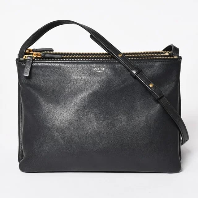 Celine Trio Shoulder Bag Clutch Black Leather Gold in Black Leather from The Reluxe, photo 1 of 1