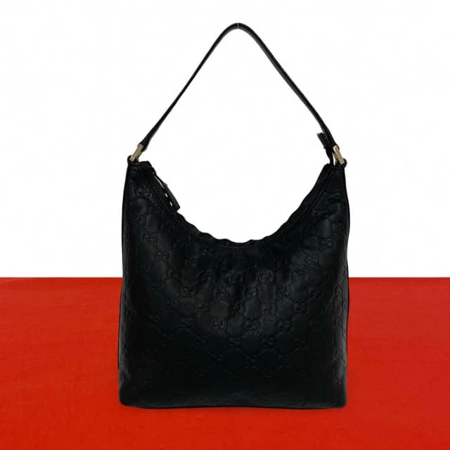 Gucci Guccissima GG Log Pattern Leather Shoulder Bag Mini Tote Black in Black Leather from The Reluxe, photo 1 of 1