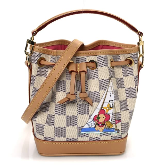 Louis Vuitton Damier Azur Vivienne Sac Nano Noe Dragon Fruit Pink Bag - White in White from H&T, photo 1 of 1
