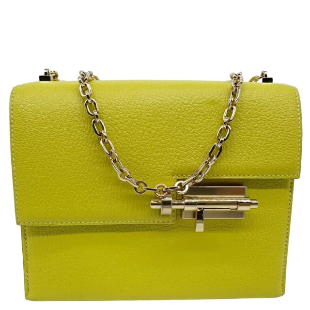 Hermès Verrou Chaine Mini Goatskin Leather Crossbody Bag Yellow in Yellow Goatskin from Dallas Designer Handbags, photo 1 of 1