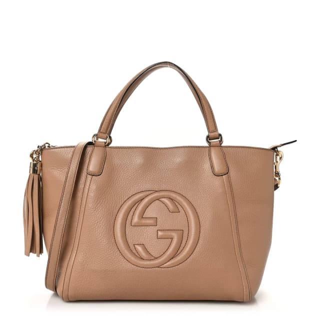 Gucci Soho Cellarius Pebbled Calfskin Leather Satchel Bag - Camel in Brown Calfskin from H&T, photo 1 of 1