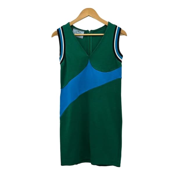 Prada Dress S Green Blue Black V-neck Sleeveless Knee-Length in Black from The Reluxe, photo 1 of 1