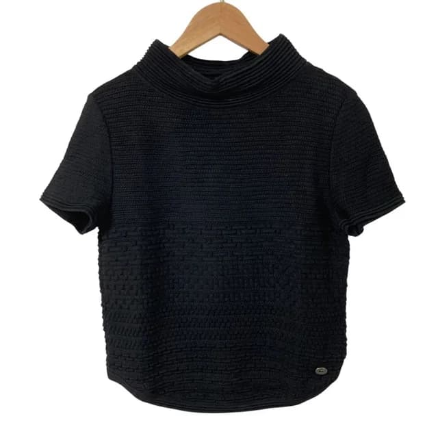 Chanel CC Logo Plate Turtleneck Short Sleeve Knit Top 36 Black Sweater in Black from The Reluxe, photo 1 of 1