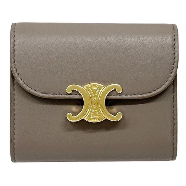 Celine Wallet Triomphe Bifold Leather Gray Gold Mini Small in Grey Leather from The Reluxe, photo 1 of 1