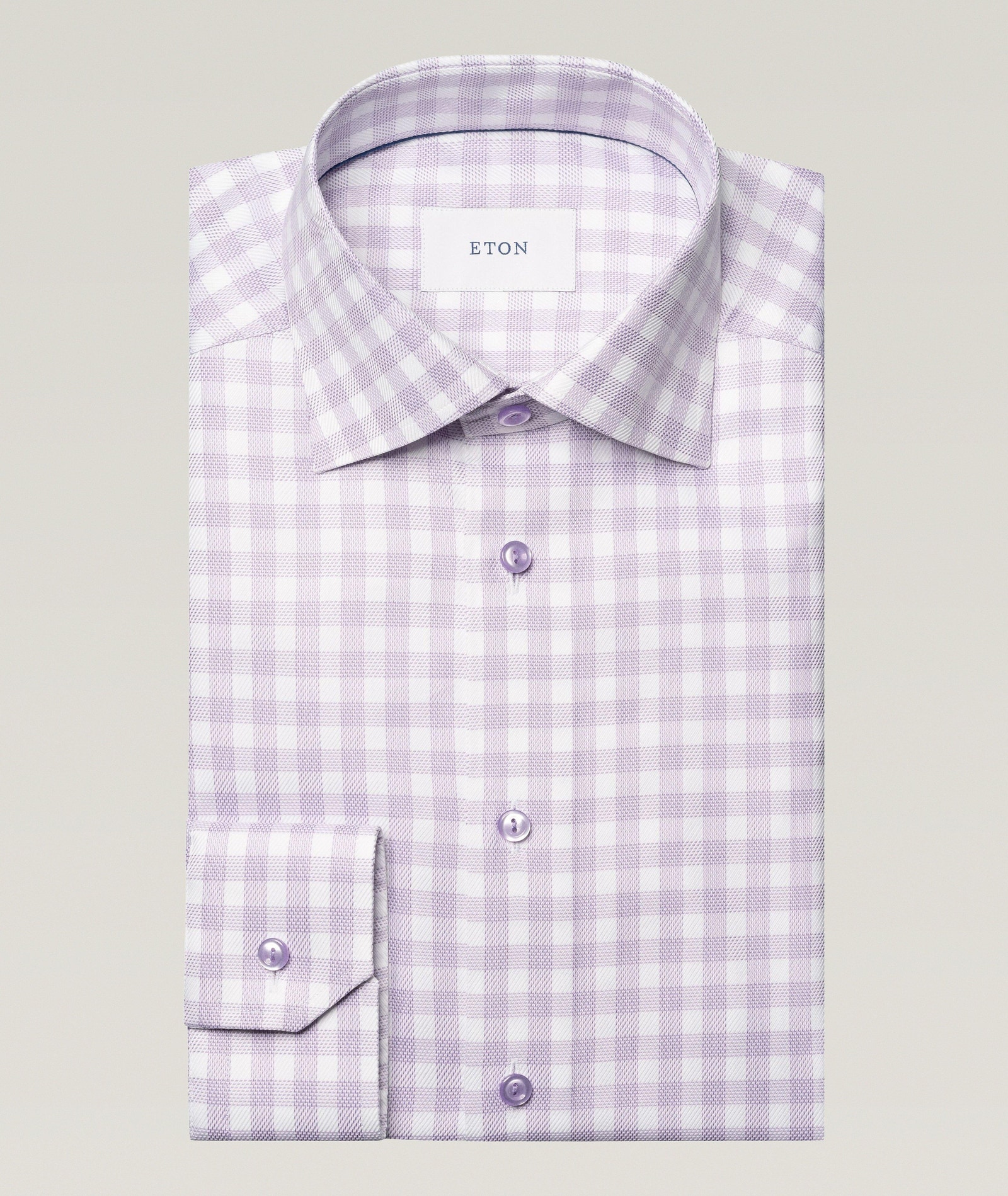 Eton Contemporary-Fit Check Twill Dress Shirt in Purple Cotton & Cotton Blends, image 1 of 1 from Harry Rosen