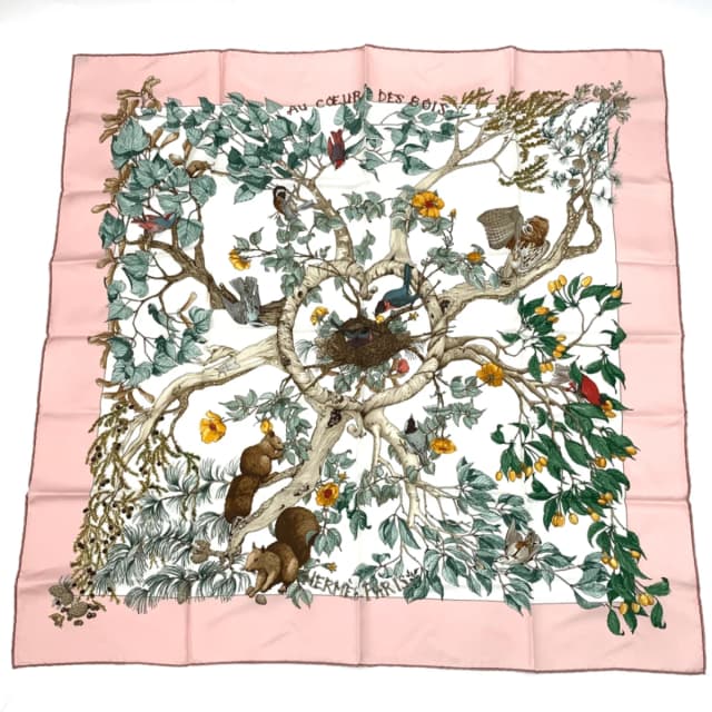 Hermès Carre 90 Coeur Des Bois in Pink Silk from The Reluxe, photo 1 of 1