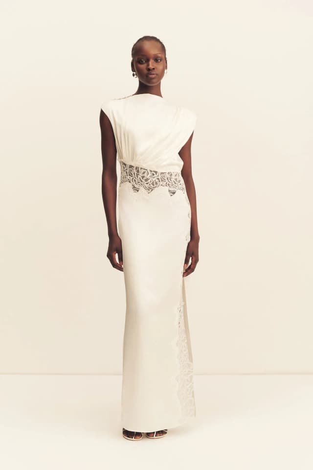Shona Joy ENIKO LACE GATHERED MAXI DRESS - IVORY, image 1 of 1 from Shona Joy