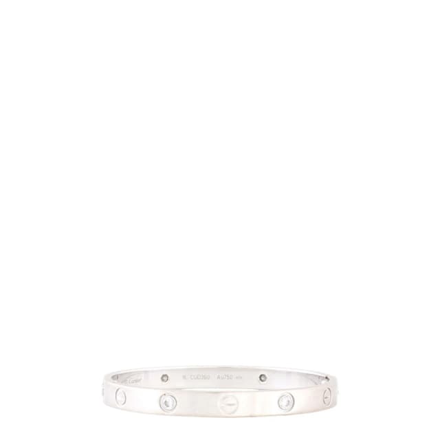 Cartier Classic Love 18k White Gold 4 Diamond Bracelet in White from Luxe.It.Fwd, photo 1 of 1