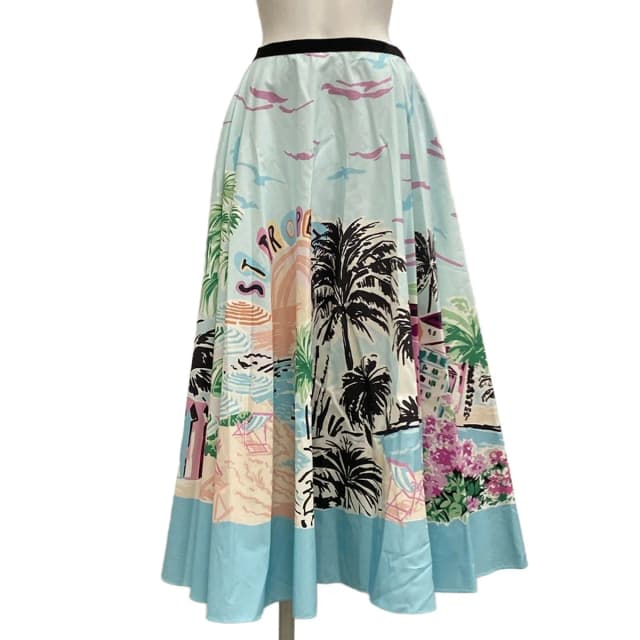 Dior Long Skirt I Light Blue Purple Multi 42 in Blue Silk from The Reluxe, photo 1 of 1