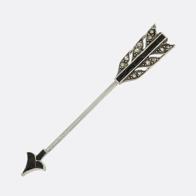 Cartier Art Deco Onyx and Diamond Arrow Jabot Pin from The Vintage Jeweller, photo 1 of 1