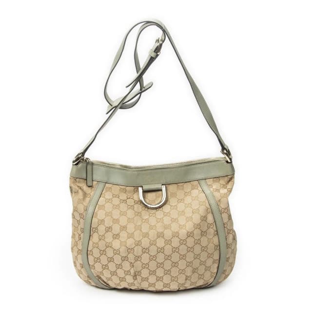 Gucci Large Shape D-ring Abbey Messenger Beige Light Green GG Canvas in Beige Canvas from The Reluxe, photo 1 of 1