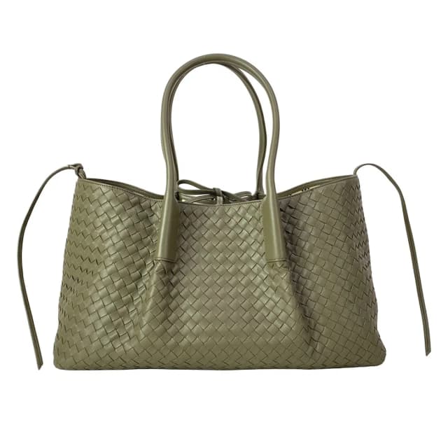 Bottega Veneta Tote Bag Large Pinacoteca Khaki Plaid Reversible Leather in Green Leather from The Reluxe, photo 1 of 1