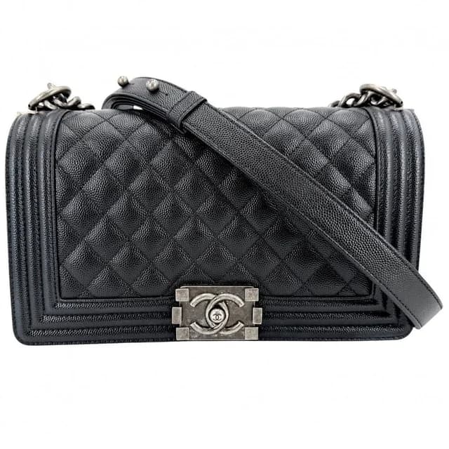 Chanel Shoulder Bag Quilted Boy CC Logo Crossbody Boy Caviar Leather Black in Black Caviar leather from The Reluxe, photo 1 of 1