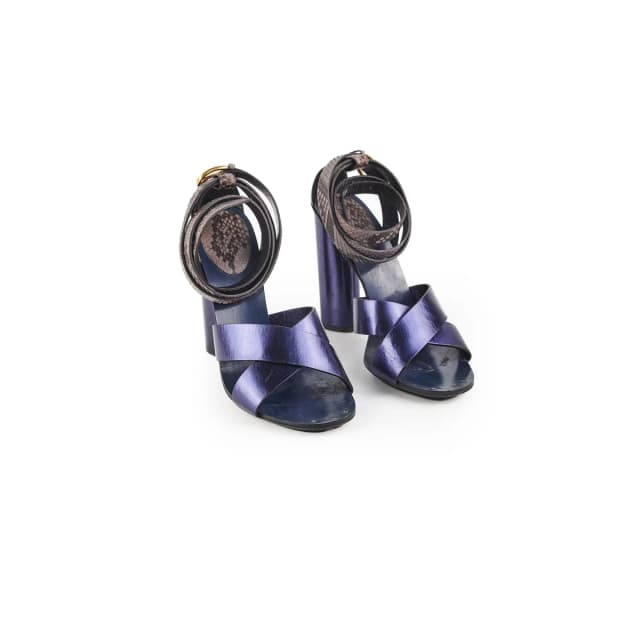 Gucci Snakeskin Ankle Strap Heels Blue Size 41 in Blue Leather from The Purse Affair, photo 1 of 1