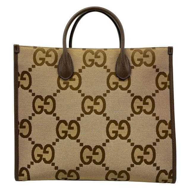 Gucci Tote Jumbo GG Beige Dark Brown Leather in Brown Leather from The Reluxe, photo 1 of 1