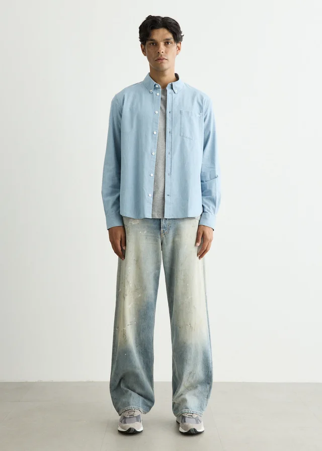 Maison Kitsune Profile Fox Regular Shirt in PURE BLUE, image 1 of 1 from Incu