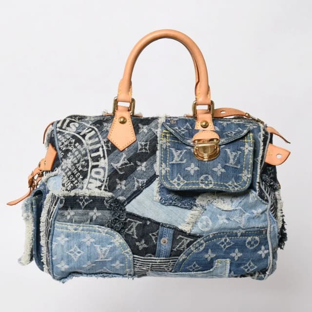 Louis Vuitton Speedy 30 Handbag Monogram Denim Patchwork Blue in Blue Denim from The Reluxe, photo 1 of 1