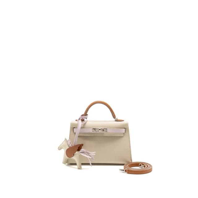 Hermès Mini Kelly II epsom Craie/Mauve Pale/Gold SHW Stamp B in White Epsom leather from EMIER, photo 1 of 1