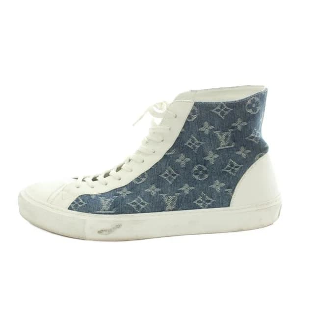 Louis Vuitton Tattoo Line Monogram Denim High-Top Sneakers 12 Blue in Blue Denim from The Reluxe, photo 1 of 1