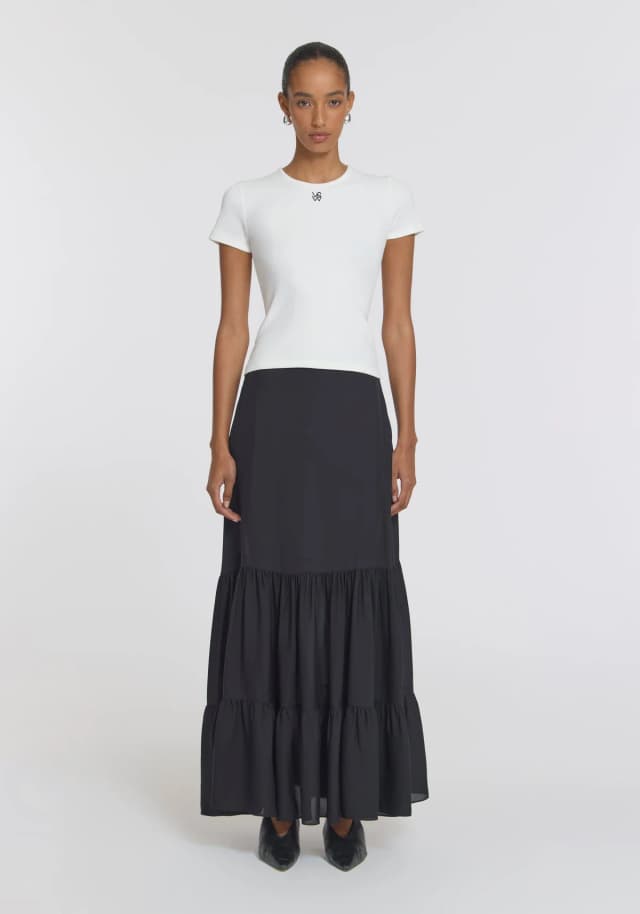 VIKTORIA & WOODS Breakwater Silk Skirt in BLACK, image 1 of 1 from Viktoria & Woods