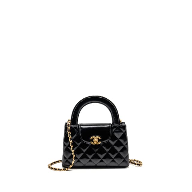 Chanel mini Kelly shopping tote bag shiny calfskin black GHW (microchip) in Black Calfskin from EMIER, photo 1 of 1
