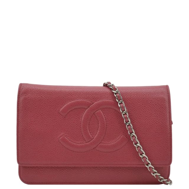 Chanel Timeless WOC Caviar Leather Wallet on Chain Shoulder Bag Red in Red Caviar leather from Dallas Designer Handbags, photo 1 of 1
