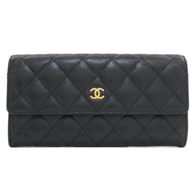 Chanel Quilted CC Logo Gold Wallet Grained Calfskin in Gold Caviar leather from The Reluxe, photo 1 of 1