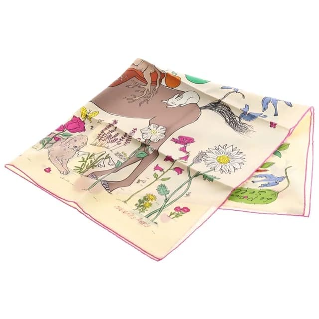 Hermès Carre 90 le Pommier Sellier Scarf Silk White Pink in White Silk from The Reluxe, photo 1 of 1