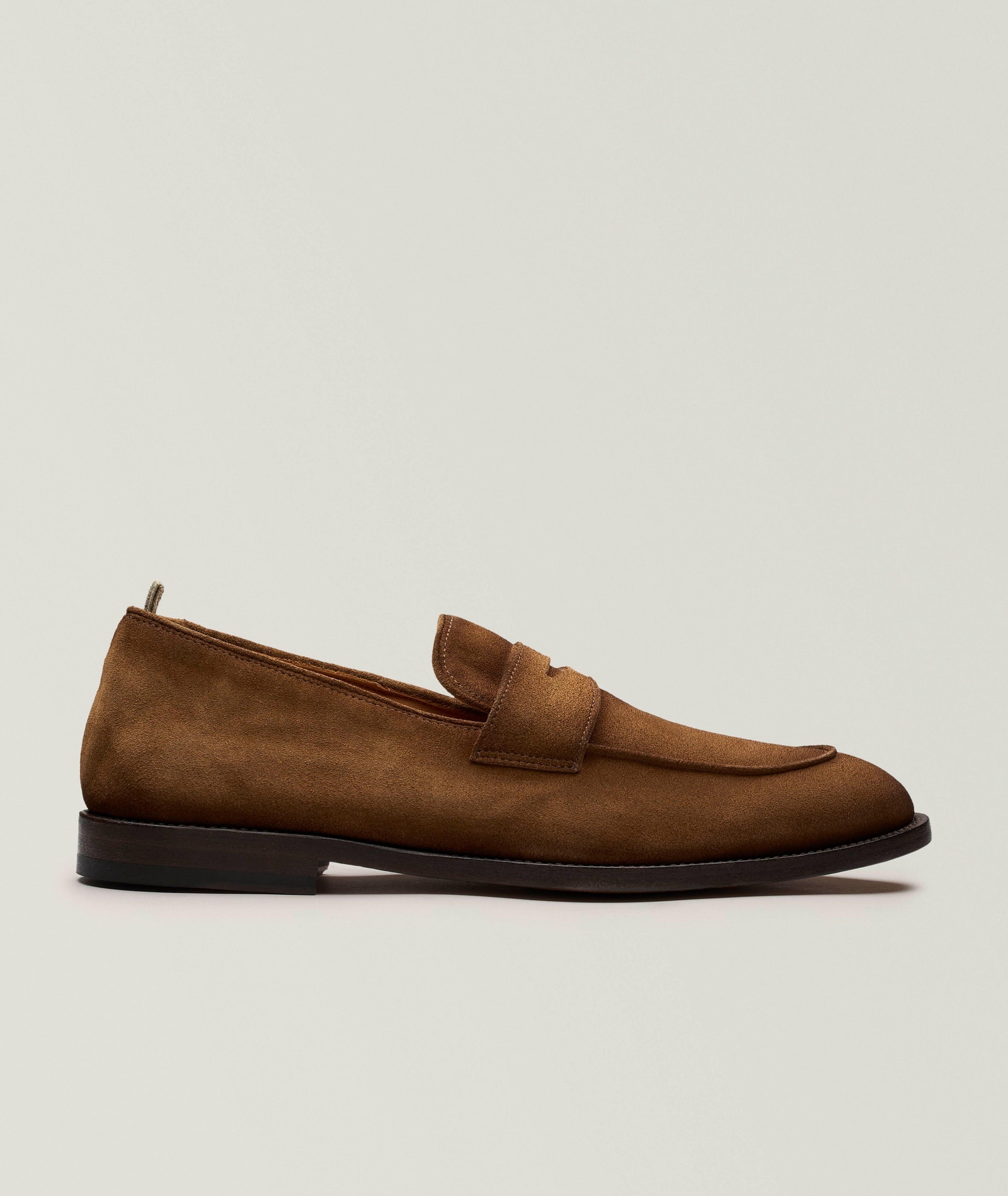 Officine Creative Opera Burnished Suede Penny Loafers in Brown Suede & Nubuck, image 1 of 1 from Harry Rosen